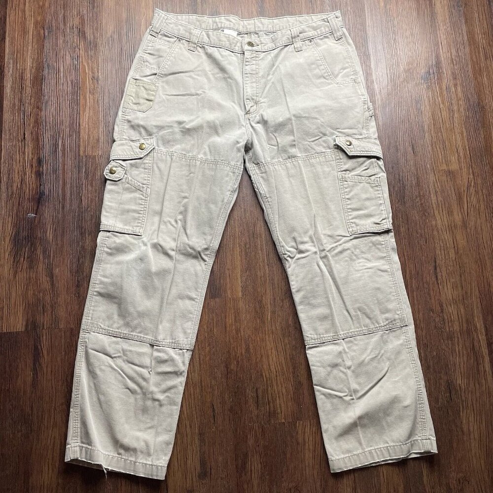 Carhartt B342 MOS Cargo Pants 40x32 Tan Double Knee Canvas Skater Grunge Work